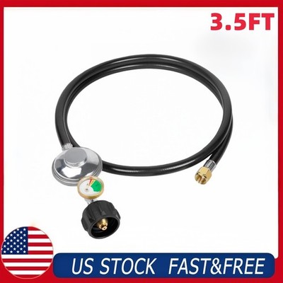 SHINESTAR 3.5FT Propane Regulator Hose with Gauge for Grill, Fire Pit
