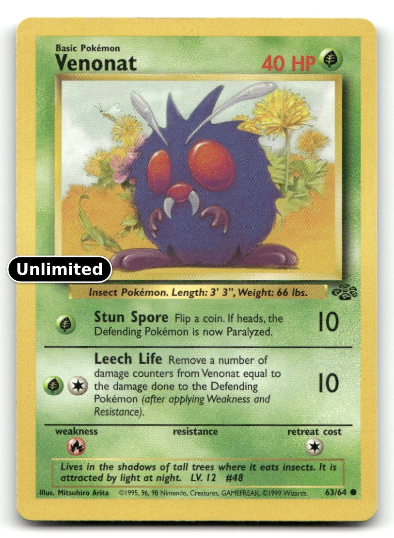 Venonat Unlimited Jungle 63/64 LP Pokemon