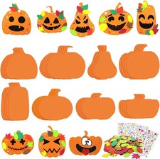 40Pcs Halloween Foam Pumpkin Craft Kit Decorations with Fall Leaves