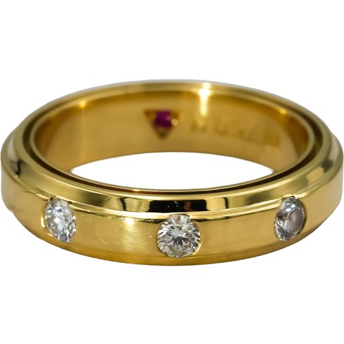 ROBERTO COIN 18k Yellow Gold Round Diamond Band Ring 0.30CT Size 6.75