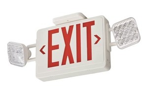 Lithonia Lighting Emergency Light/Exit Combo w/ 2 LED Lamps Plastic White