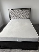 Black Bedroom Set Double Ottoman Bed Velvet Headboard Dresser Mirror Wardrobe