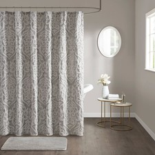 72"x72" Eliot Jacquard Shower Curtain Silver - Madison Park