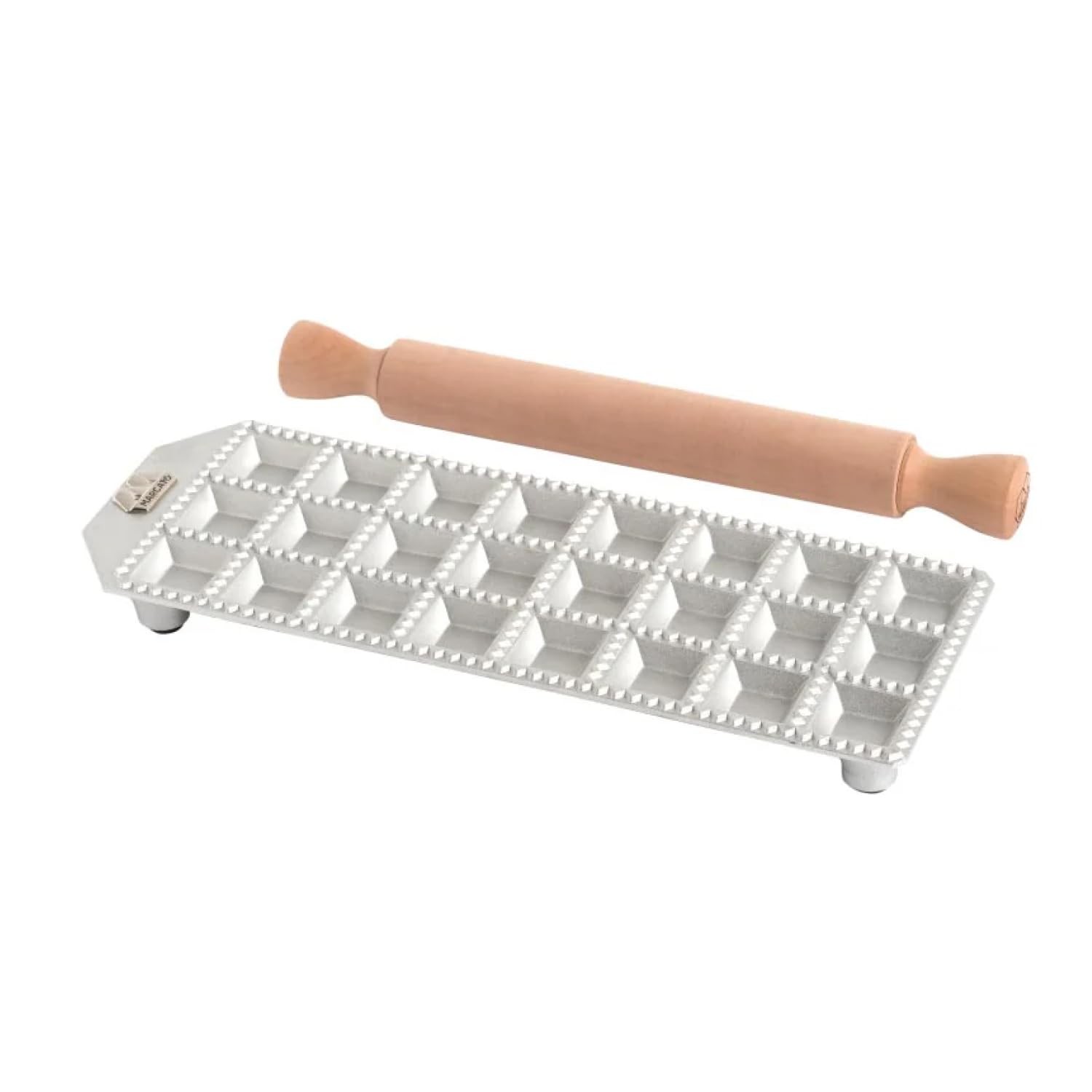 Marcato Stampo per Ravioli Forme per Ravioli Alluminio Mattarello in Legno