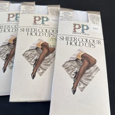 Pretty Polly Sheer Color Stockings White 18 Denier England One Size Lot Of 3 New