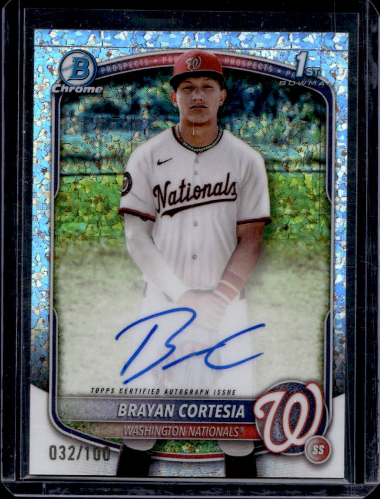 2025 Bowman Chrome Brayan Cortesia Auto Mini Diamonds Refractor 1st #32/100