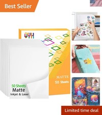 Printable Vinyl Sticker Paper for Inkjet Laser Printer - Matte White Waterp...