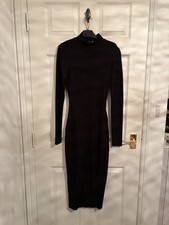 NA-KD Black Bodycon Midi Dress With Cut Out Back Detail And Small Middle Slit