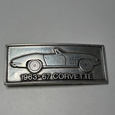 VTG Belt Buckle Chevrolet Corvette 1963-67 Silver Tone 5x2" Chevy Sports Car