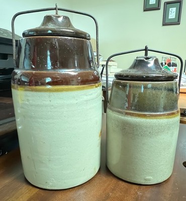 Two Vintage ''The Weir'' Stoneware Canning Jars - PAT. MAR 1st 1892