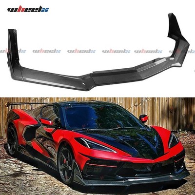 For Chevrolet Corvette C8 Z51 STG 2020-2025 Front Bumper Lip Carbon Fiber Look
