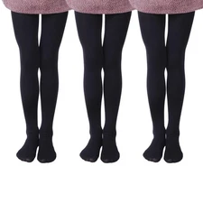 EVERSWE 3 Pairs Pack Girls Microfiber Tights Multiple Colors 6-8 Years Black