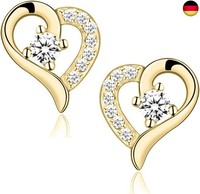 Damen MäDchen Schmuckset 925 Sterling Silber Zirkonia Herz Kette Ohrringe