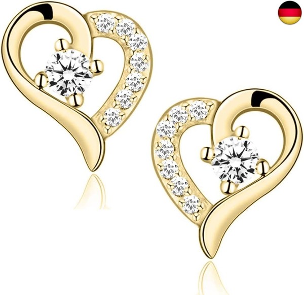 Damen MäDchen Schmuckset 925 Sterling Silber Zirkonia Herz Kette Ohrringe-image