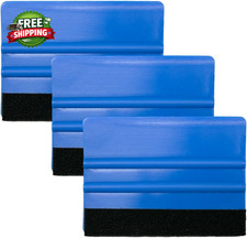 3PCS 4 Inch Plastic Felt Edge Vinyl Squeegee Tool Mini Vinyl Scraper Car Window
