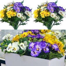 2X UV Resistant Artificial Flowers Fake Plastic Plants Home Outdoor Garden Decor