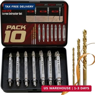 10 Pcs Screw Extractor Set Easy Out Set for Stripped Screws, Broken Bolts and Sc
