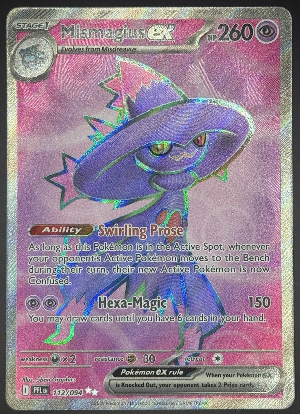 Pokemon TCG Mismagius ex Phantasmal Flames Holo Full Art 112/094 NM