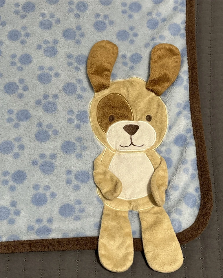 考拉宝宝蓝色棕色小狗毛毯爪打印3D安全Lovey羊毛 — 第 2/4 张图片