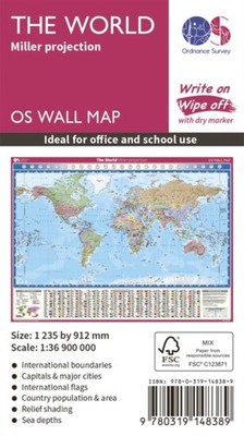 Weltkarte Poster groß laminiert Ordnance 978-0319148389 NEU kostenlose Lieferung
