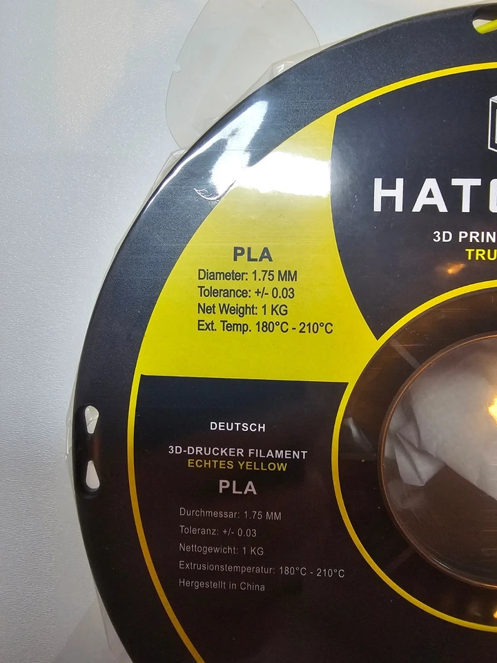 #07-HATCHBOX PLA 1.75 mm 3D Print Filament Yellow New Sealed - Image 2 of 4