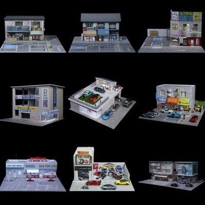 Diorama 1/64 Garage Model LED Lighting City Street View Scene Display Model US