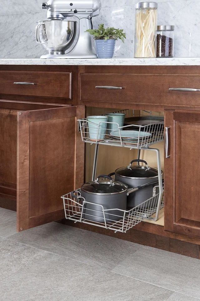 Organizador de gabinete de cocina 3089 2 niveles 14 pulgadas, níquel Foto 2 de 4