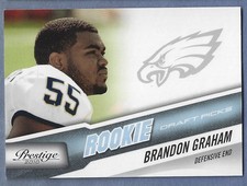 2010 Prestige Draft Pick Light Blue #211 Brandon Graham Rookie Card Eagles #/999. rookie card picture
