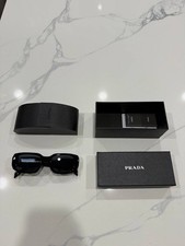 PRADA Men's Black Square Full Rim Sunglasses Plastic Frame Tinted Lens
