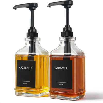 Dispensador De Jarabe Para Cafe 16.9 Oz Botella De Vidrio Con Bomba De Precision