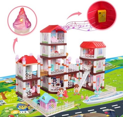 HONYAT Dreamhouse Dollhouse, Dreamy Princess Dollhouse with Furniture