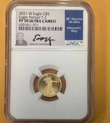 2021 Type 2 5$ Gold 1/10 oz American Eagle NGC MS70 Ultra Cameo