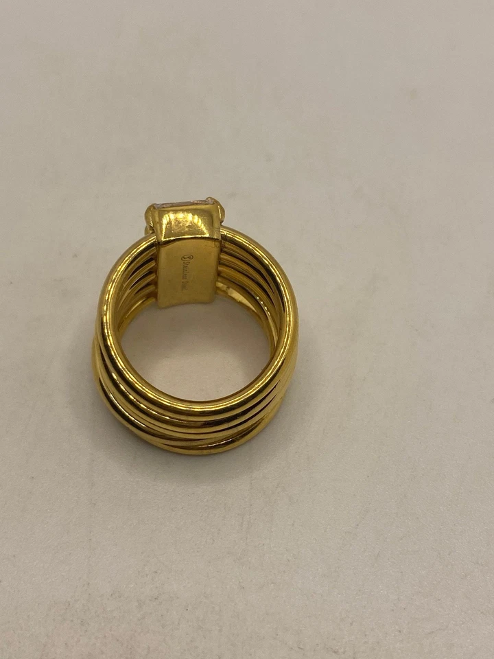 Anillo harén vintage de cristal austriaco dorado de acero inoxidable Foto 4 de 4