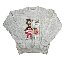 Vintage 90s Simpsons Black Bart Basketball Crewneck Sweatshirt Gray Youth Lg