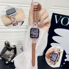 Fr Apple iWatch 10 9 8 7 6 5 4 SE Bling Sparkling Leather Watch Band Strap 38-49