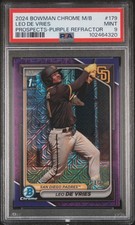 2024 Bowman Chrome Leo De Vries Mega Purple Mojo Refractor 1st /250 PSA 9