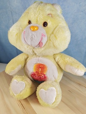 Selten Vintage 1983 Kenner Care Bears Geburtstagsbär 12 Zoll Plüschtier Stofftier gelb