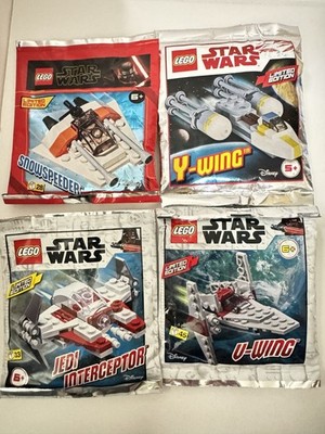 LEGO Star Wars 4X Sealed Polybag Lot Snowspeeder Y-Wing Jedi Interceptor V-Wing