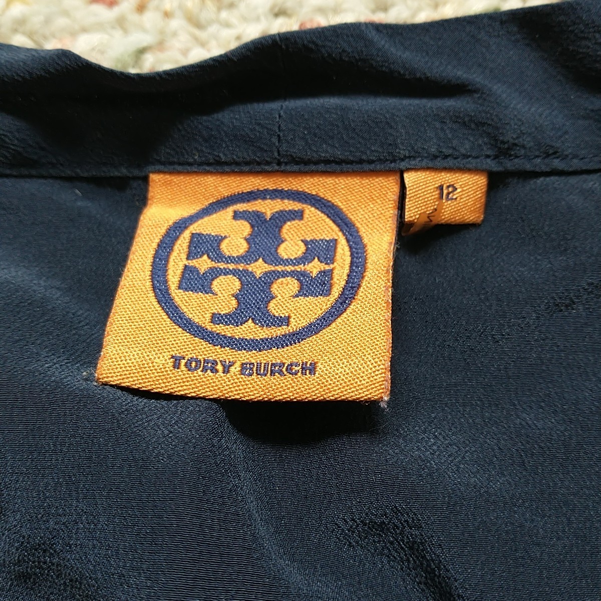 Tory Burch Blouse Top Womens 12 Navy Blue 100%Silk Eyelet Sleeveless Scoop Neck thumbnail 7