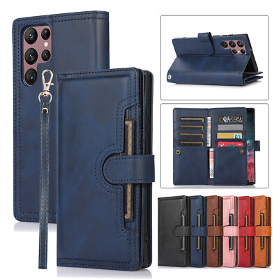 For Samsung Galaxy S22 Plus Ultra Magnetic Leather Wallet Card Stand Case Cover