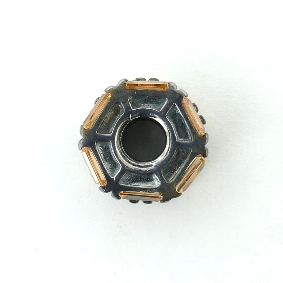 PIEDRAS APILADAS DE PLATA ESTERLINA 925 CHAMILIA GENUINAS - VERDE Y MELOCOTÓN + ENCANTO CIRCONITA Foto 3 de 4