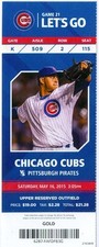 2015 Cubs vs Pirates Ticket: Jon Lester 1,500th Strike-Out/Sean Rodriguez homer