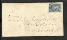 CHILE OLD LOCAL COVER COQUIMBO, WITH REVENUE USED AS POSTAGE, RARE !!