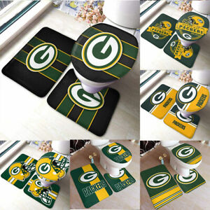 Green Bay Packers 3PCS Non-Slip Bathroom Bath Mat Toilet Lid Cover Contour Rug Green Bay Packers 3PCS Non-Slip Bathroom Bath Mat Toilet Lid Cover Contour Rug