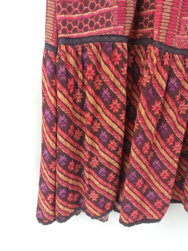 Ritu Kumar Maxi Dress w/ Beaded Collar, Size Small, Orange Pink Purple - Picture 6 of 21