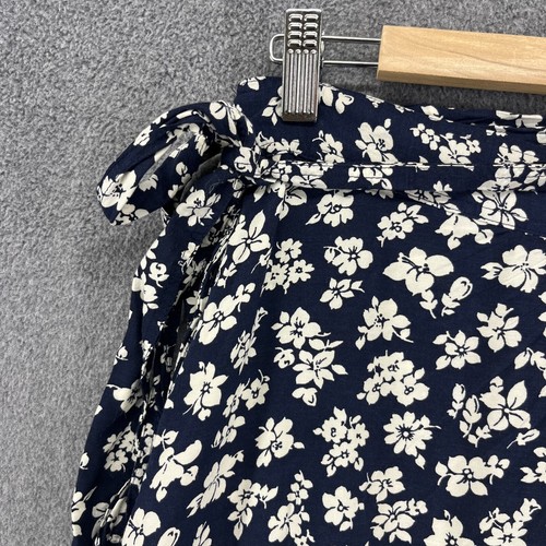 Polo Ralph Lauren Skirt Womens 12 Navy Floral Print Ruffle Hi-Low Hem Midi Wrap - Picture 3 of 14