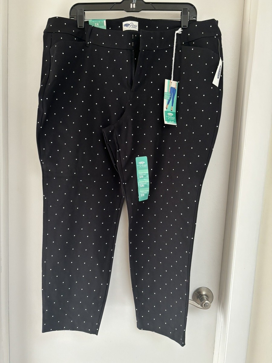 Old Navy Pixie women dress pants 18 pockets black white dot