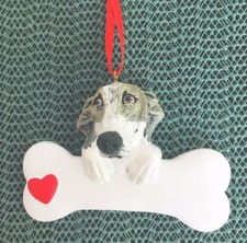 Greyhound Dog Christmas Ornament  Bone with Red Heart 