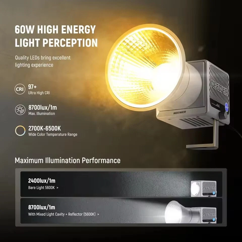 NEEWER HS60C 60W RGB Full Color Pocket Led Video Light 2500K-6500K APP Control - Image 3 of 4