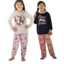Member's Mark Girl's 2 Long Sleeve  2 Pants 4-Piece Fleece Pajama Set 5 NWT